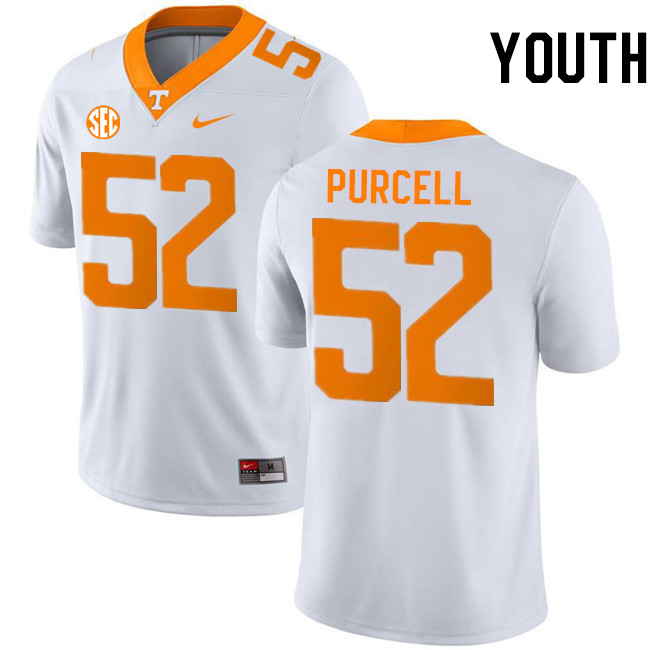 Youth #52 Eli Purcell Tennessee Volunteers College Football Jerseys Stitched-White